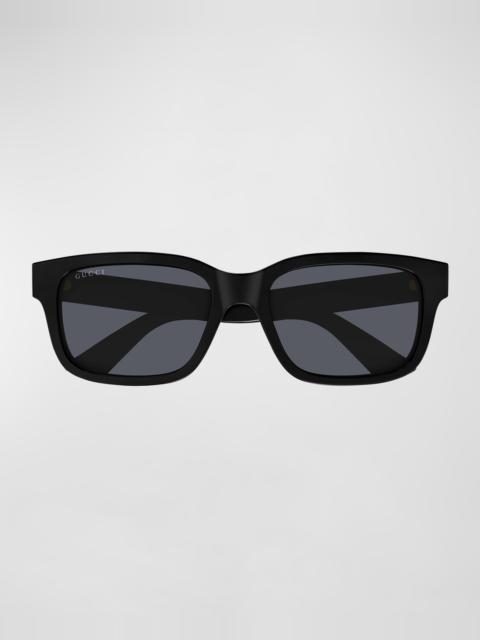 GUCCI Men's Rectangle Plastic Sunglasses