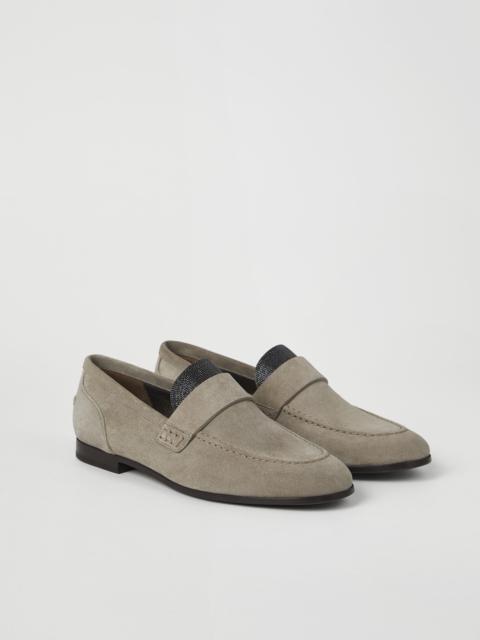 Brunello Cucinelli Suede penny loafers with precious insert