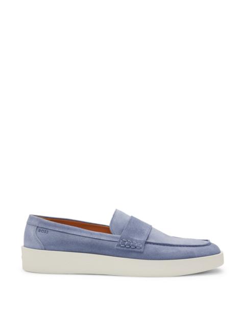 BOSS SUEDE PENNY LOAFERS WITH RUBBER SOLE
