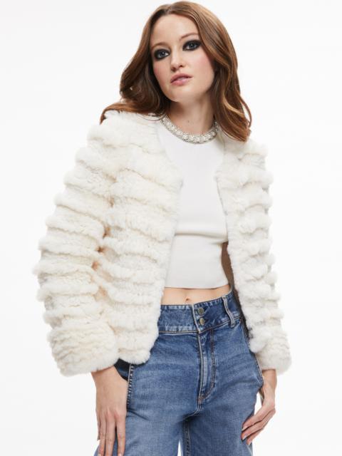 Alice + Olivia FAWN FAUX FUR TEXTURED JACKET