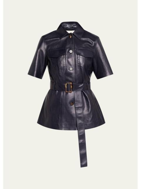 Lafayette 148 New York Belted Leather Jacket