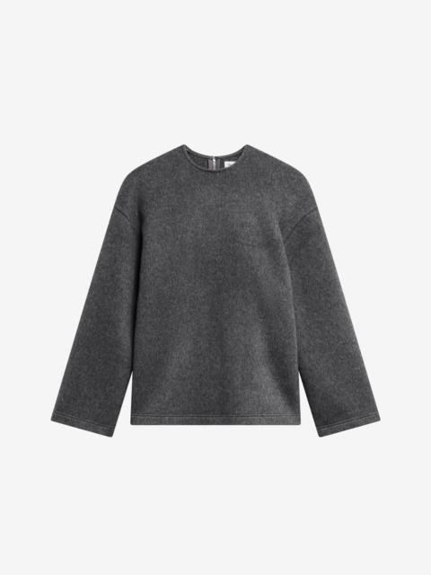 The Frankie Shop Delancey Long Sleeve Wool Top - Dark Grey Melange