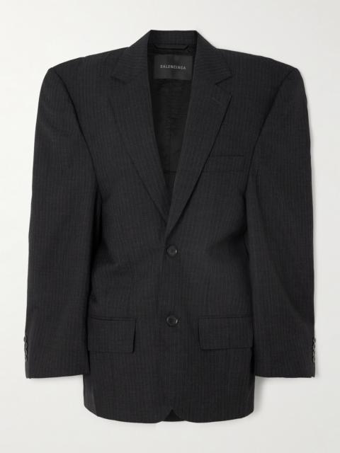 Oversized Pinstriped Wool Blazer