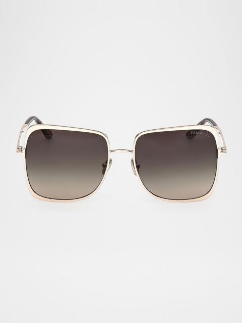 TOM FORD Chloe Square Metal Sunglasses