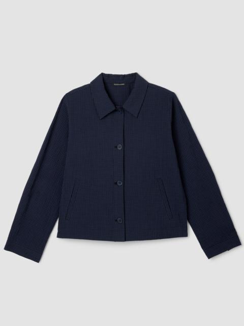 EILEEN FISHER Organic Cotton Pucker Check Classic Collar Jacket