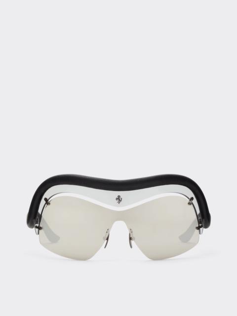 Ferrari Limited Edition Ferrari injected and leather sunglasses with gray and silver mirroredlenses