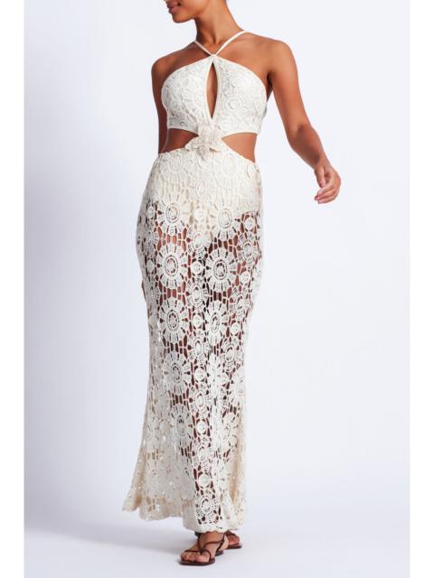 PatBO Embroidered Crochet Halterneck Dress