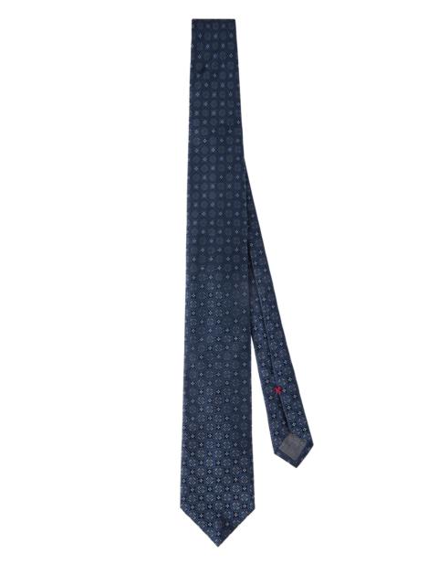 Brunello Cucinelli Men's Geometric Patterned Silk Tie - Blue