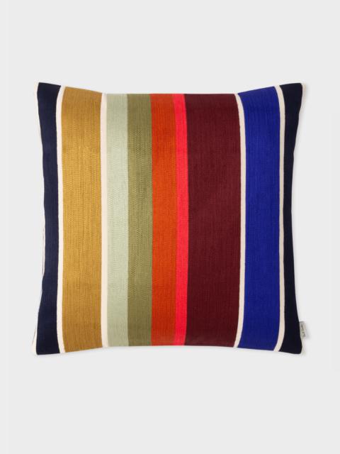 Ecru Embroidered 'Signature Stripe' Cushion