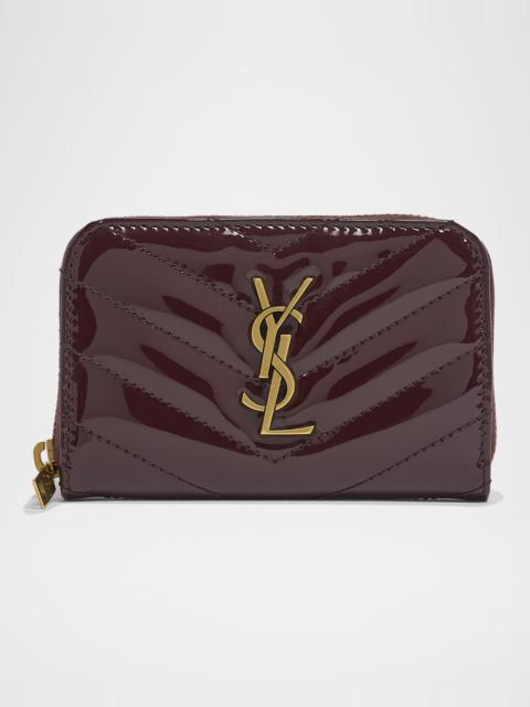 YSL Coin Wallet in Quilted Patent Leather