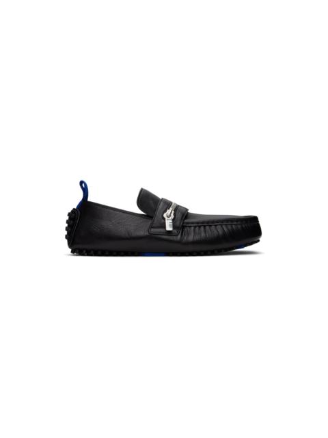 Burberry Black Leather Motor Low Loafers