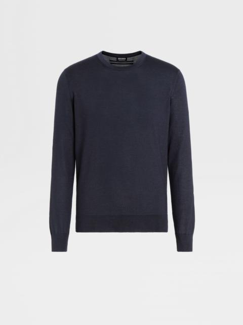 NAVY BLUE MÉLANGE CASHSETA CREWNECK