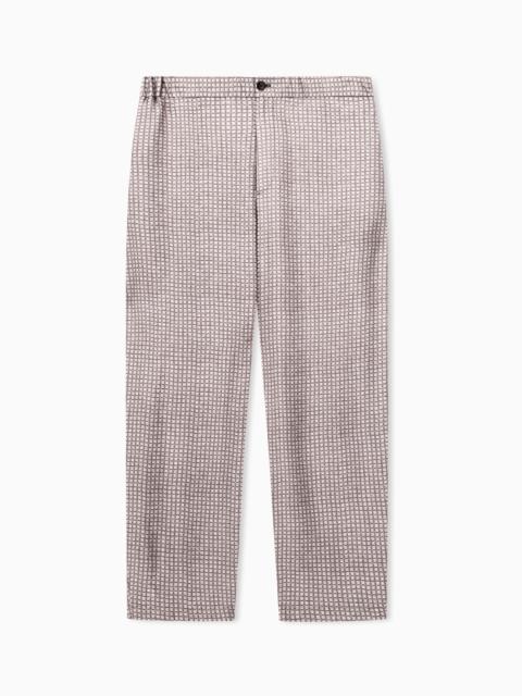 GIORGIO ARMANI PRINTED VISCOSE FLAT-FRONT TROUSERS