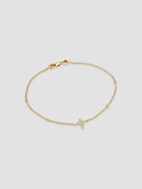 ROBERTO COIN Women's Diamonds by the Inch 18K Yellow Gold & 0.18 TCW Diamond Cross Charm Bracelet/7" - Yellow Gol