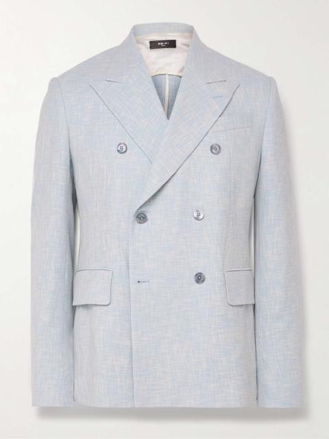 Slim-Fit Double-Breasted Woven Suit Jacket