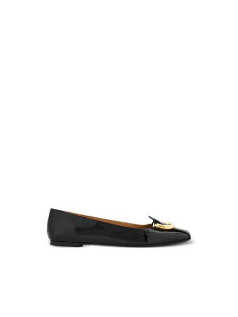 FERRAGAMO Gancini-buckle leather ballet flats