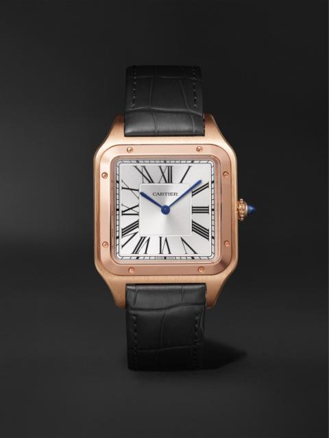Cartier Santos-Dumont Extra-Large 46.6mm 18-Karat Rose Gold and Alligator Watch, Ref. No. CRWGSA0032 Silver