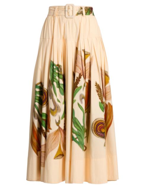 ULLA JOHNSON Women's Anna Zemankova Filigree Belted Midi-Skirt - Inner Nature