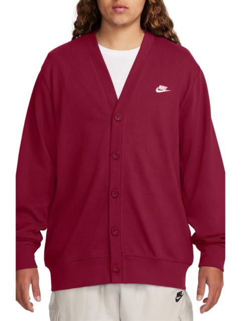 Cotton Fleece Fairway Cardigan in Team Red/White