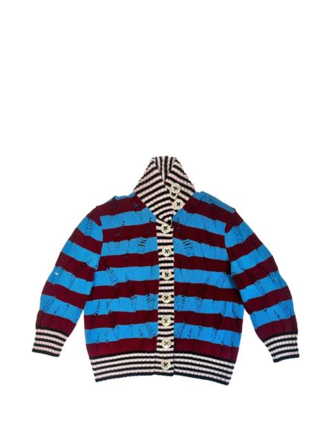 Chopova Lowena Letterman distressed-effect striped cardigan