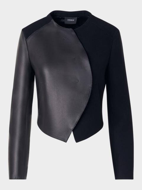 AKRIS Hynora Wool and Leather Asymmetric Jacket