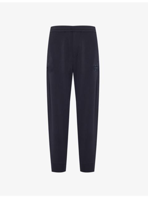 EMPORIO ARMANI Logo-embroidered tapered-leg mid-rise cotton-blend jogging bottoms