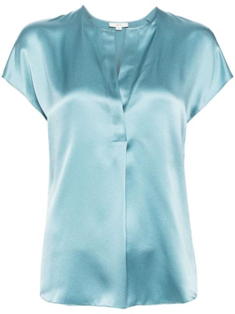 Vince silk cap-sleeve blouse