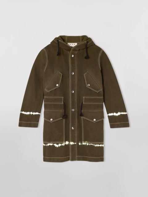 Marni LONG PARKA IN GARMENT-DYED BULL DENIM WITH HOOD