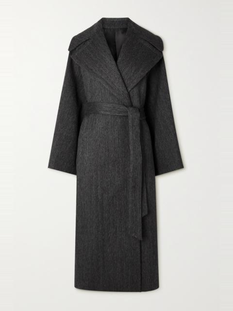 Alaïa Oversized belted herringbone wool and cotton-blend coat