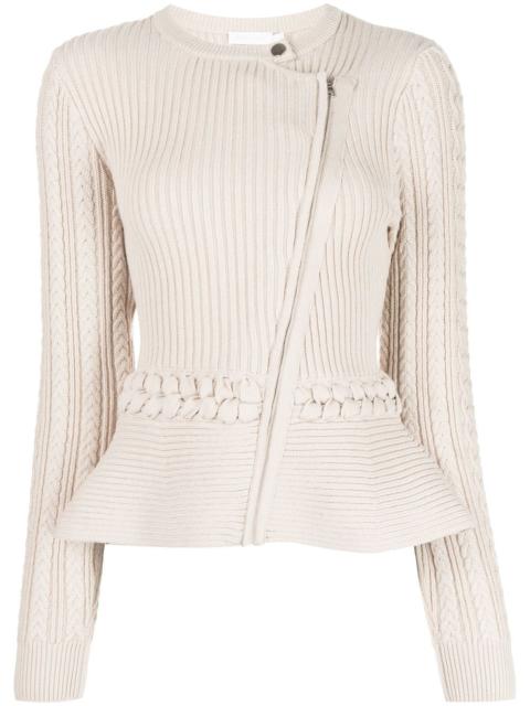 SIMKHAI knitted peplum biker jacket