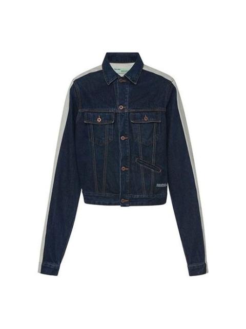 Off-White Off-White Splicing Sleeve Denim Jacket Blue OMYE026S19C300018500