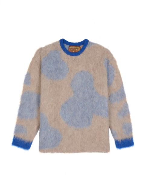 BRAIN DEAD Boxy Knit Cow Print Sweater - Taupe
