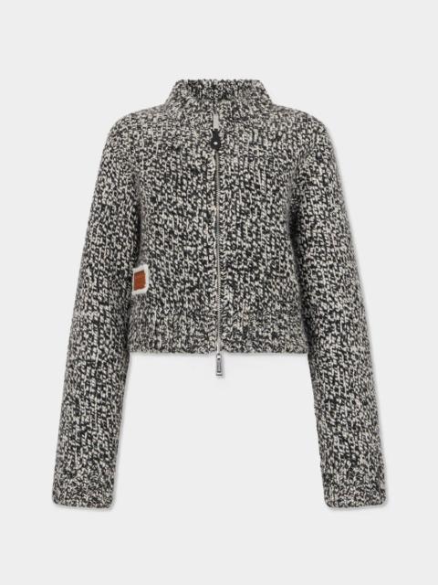 DSQUARED2 REVERSIBLE MOULINÉ ZIPPED KNIT CARDIGAN