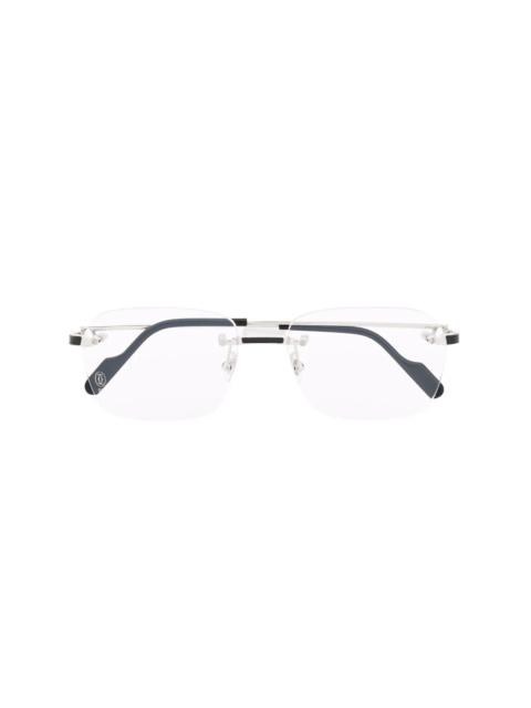rimless square-frame glasses