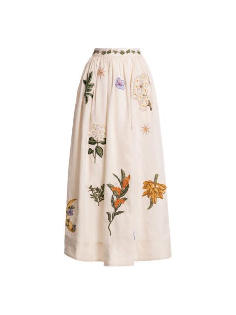 Agua by Agua Bendita floral-embroidered midi skirt
