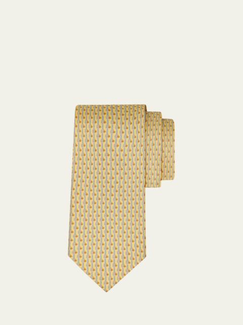 FERRAGAMO Men's Tennis-Print Silk Tie