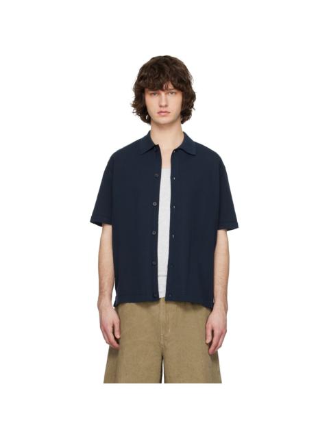 SOLID HOMME Navy Cotton Polo