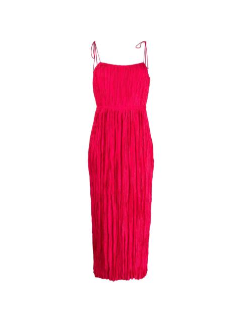 ruched tie-strap maxi dress