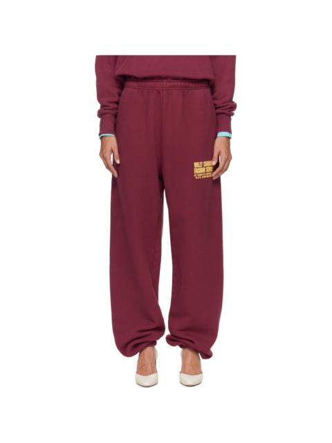 WILLY CHAVARRIA Burgundy 'Chavarria Fashion Services' Buffalo Sweatpants