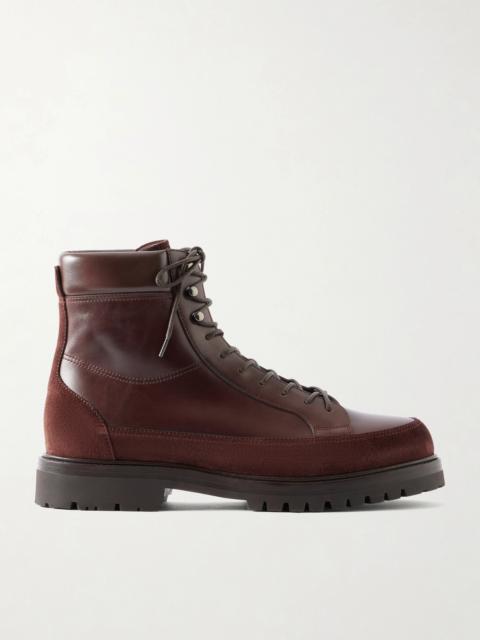 Brunello Cucinelli Suede-Trimmed Leather Hiking Boots