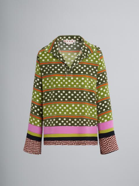 Marni DOT & STRIPE PRINT SILK SHIRT