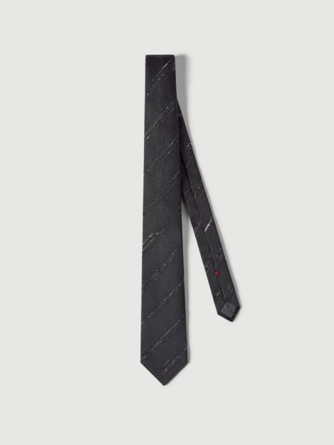 Slubbed stripes silk and cotton tie