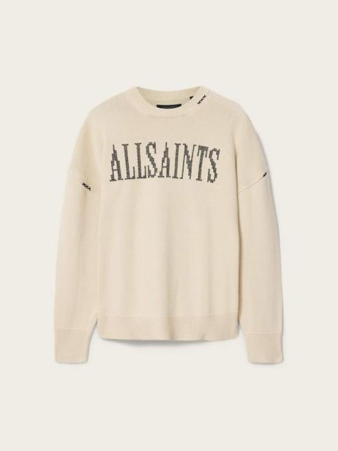 ALLSAINTS CROSSED OVERSIZED CREW NECK EMBROIDERED SWEATER