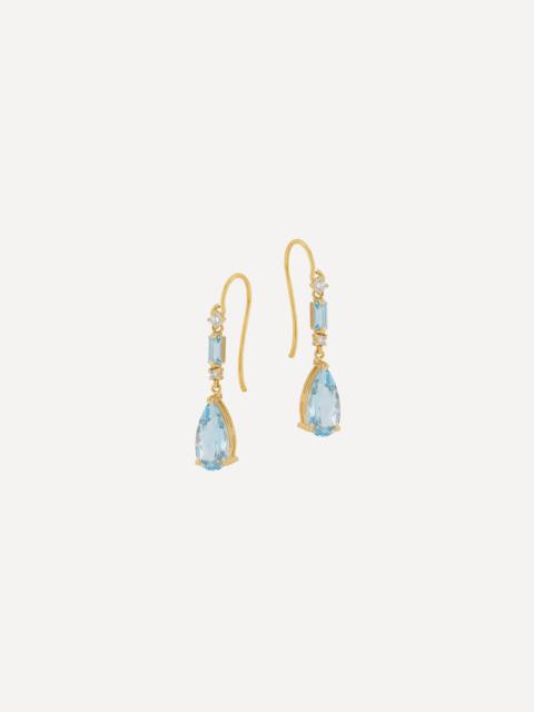SUZANNE KALAN 14ct Gold Pear Blue Topaz Dangle Drop Earrings