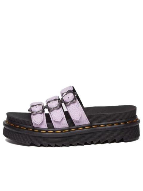 Dr. Martens (WMNS) Dr.Martens Blaire Flower Buckle Milled Nappa Slide Sandals 'Lilac' 30710308