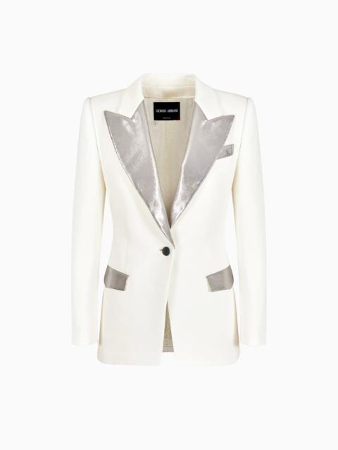 GIORGIO ARMANI Long single-breasted jacket in silk cady