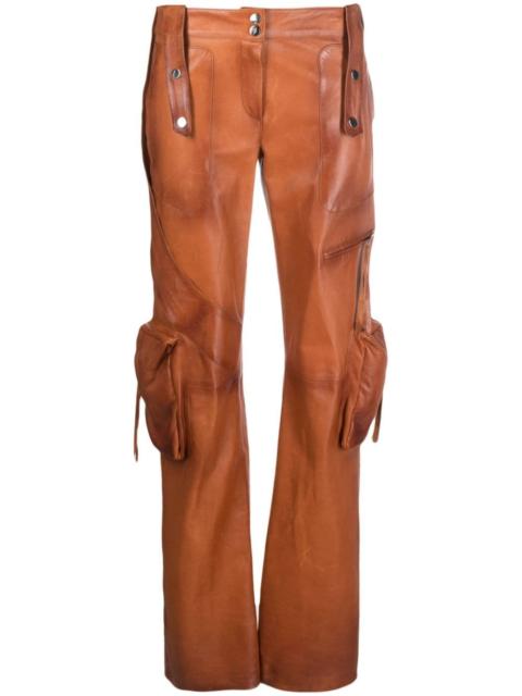 Blumarine slim-cut leather cargo trousers