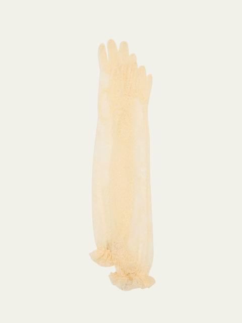 Valentino V-Logo Long Lace Gloves