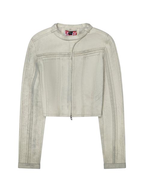 Diesel Treated Leather Cropped Jacket "White" A235130EGEQ1BHA