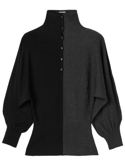 JACQUEMUS THE TWO-TONE KNIT LOSANGE POLO